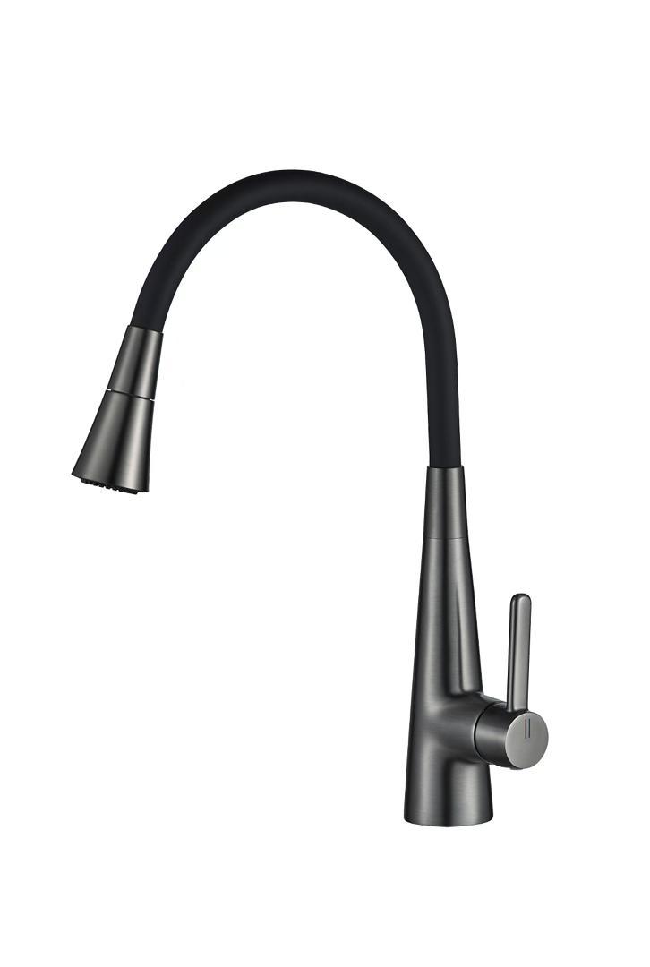 Смеситель для кухни с гибким изливом,черный