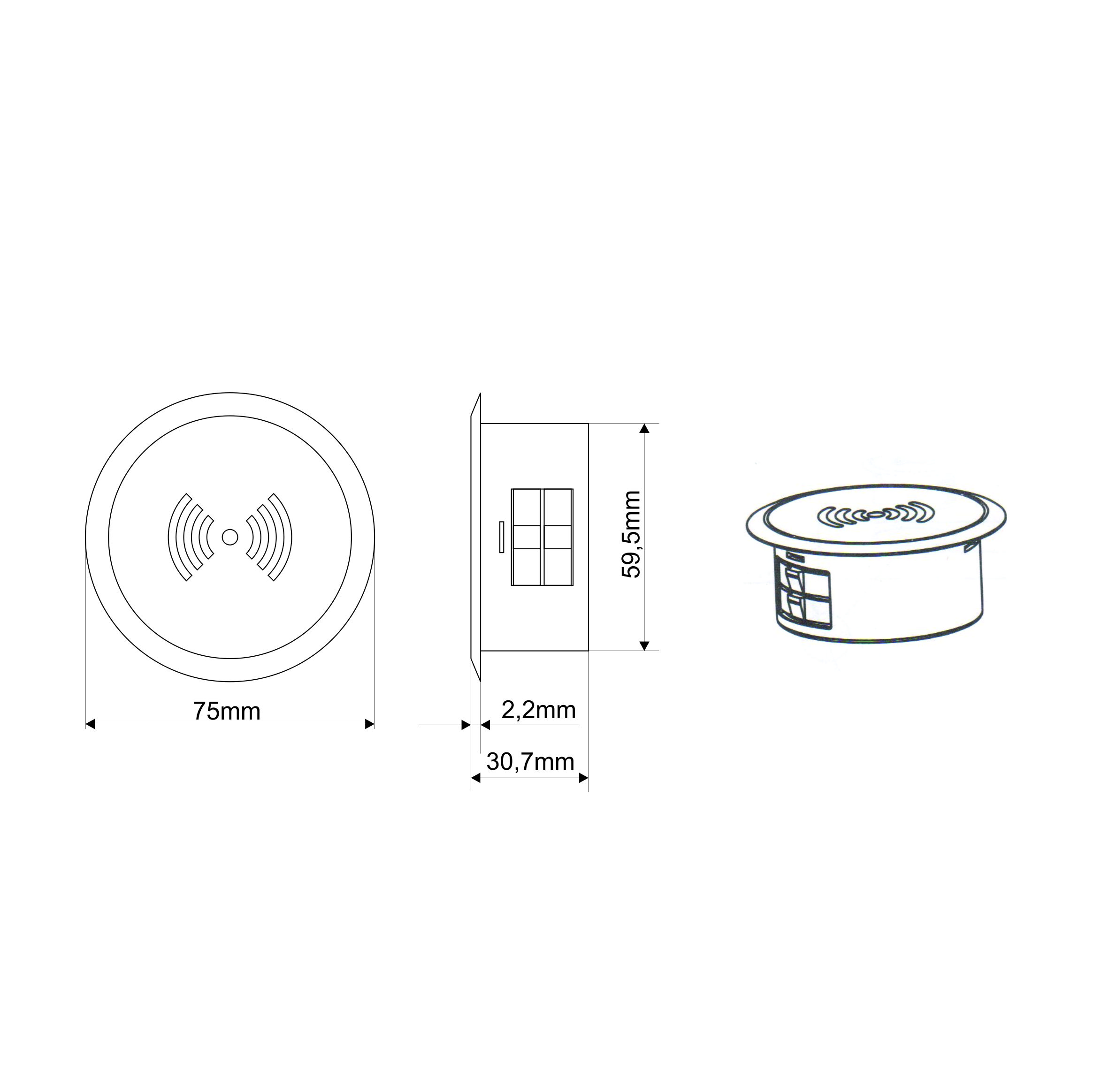 Беспроводное зарядное устройство встраиваемое Sonnig /Чёрный/5;12В/15Вт