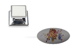 Ручка-кнопка 213-38,5*30, хром/желтый цветок