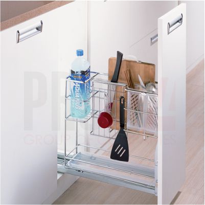 Корзина 2-х уровневая с креплением фасада, нижняя база D452*W155*H400 RIFF с доводчиком