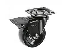 Колесо мебельное 50 мм чёрное/хром, с тормозом GTV