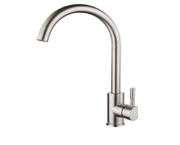 Смеситель для кухни с круглым гусаком, сатин