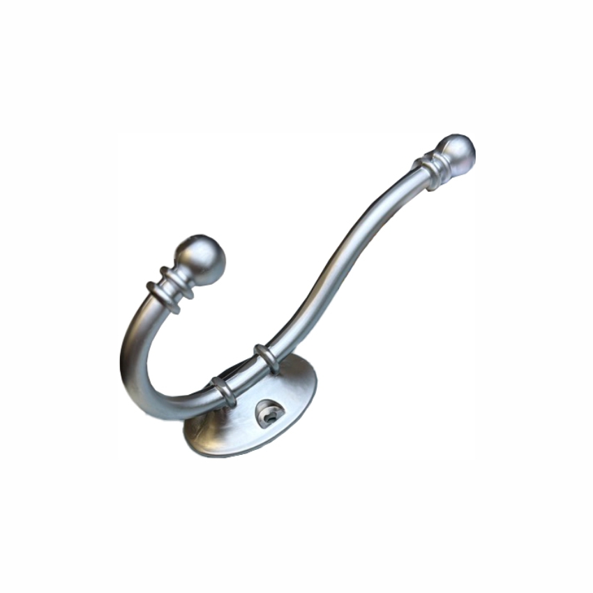 Крючок 027 - 2-х рожковый, матовый хром RIFF