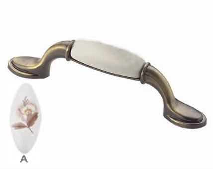 Ручка-скоба 210-096, латунь патина глянец/коричневый цветок RIFF