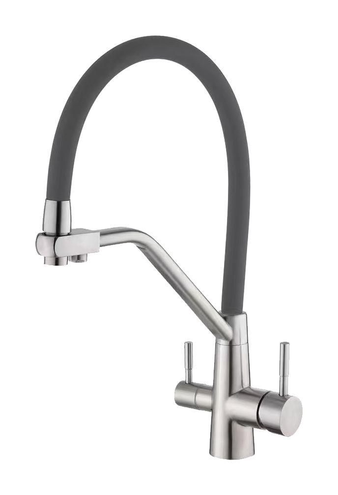 Смеситель для кухни с гибким изливом,сатин