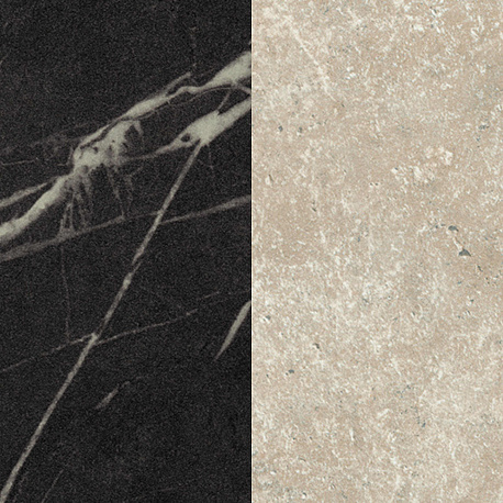 Стеновая панель для кухни 4100*640*8мм Камень Пьетра Гриджиа чёрный/Керамика тессина крем