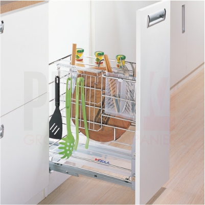 Корзина 2-х уровневая с креплением фасада, нижняя база D452*W240*H422 RIFF с доводчиком