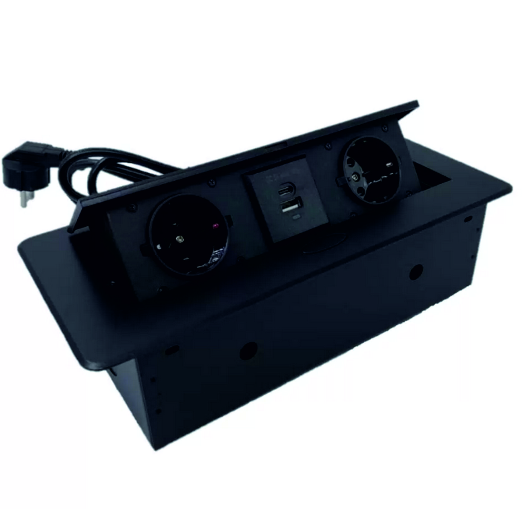 Блок розеток выдвижной горизонтальный Sonnig /2 EURO + 2 USB A+C/ Черный