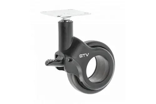Колесо мебельное 60 мм чёрное, с тормозом GTV