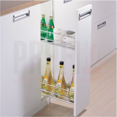 Корзина 2-х уровневая с креплением фасада, боковая база D470*W110*H480 RIFF,черная