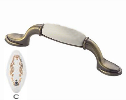 Ручка-скоба 210-096, латунь патина глянец/орнамент-Q RIFF