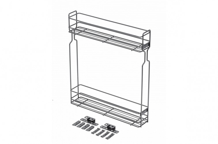 Корзина 2-х уровневая с боковым креплением BASIC PLUS 150мм без направляющих, антрацит GTV