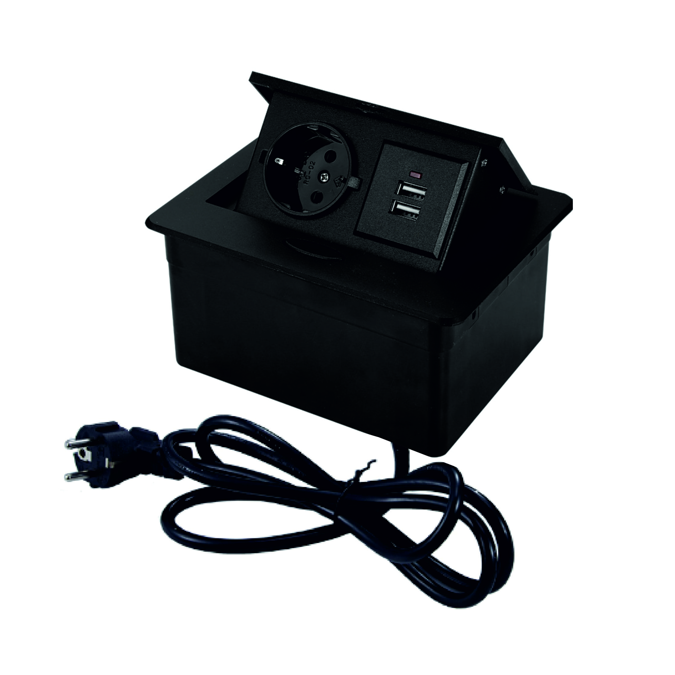 Блок розеток выдвижной горизонтальный Sonnig/1 EURO + 2 USB/ Чёрный