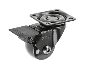 Колесо мебельное 35 мм чёрное/хром, с тормозом GTV