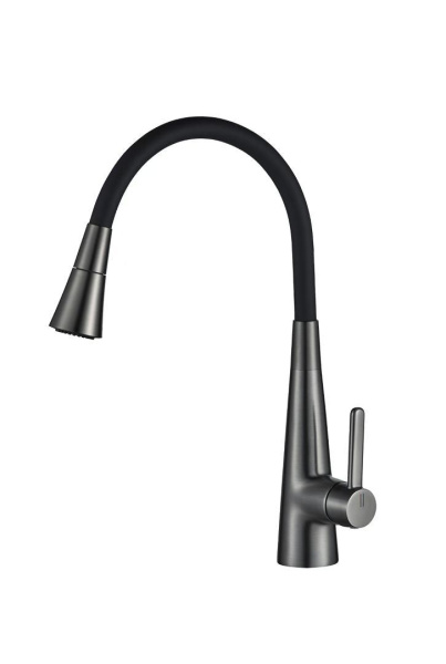 Смеситель для кухни с гибким изливом,черный