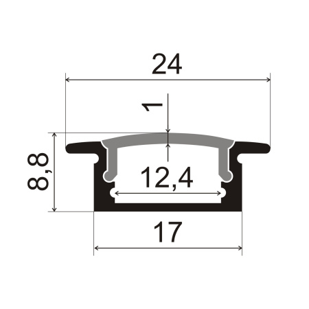 Профиль врезной для светодиодной ленты 2408 серебро/Sonnig/L=3m