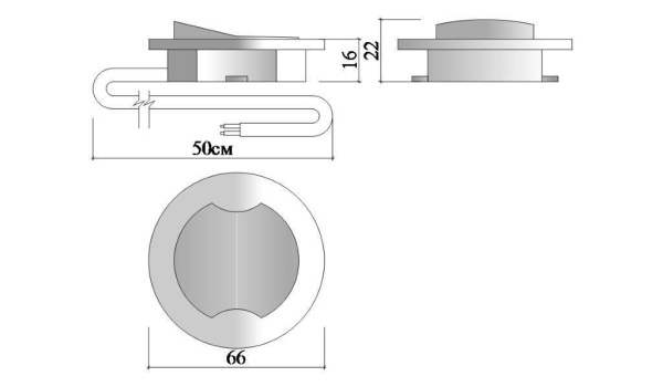 Выключатель врезной круглый D=65 белый Sonnig