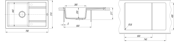 Мойка "Липси" 760*510*217мм коричневый