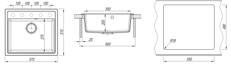 Мойка "Ника" 570*510*217мм серый