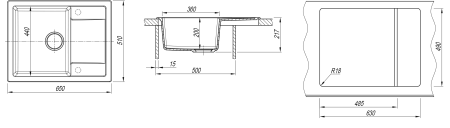 Мойка "Техно" 650*510*217мм графит