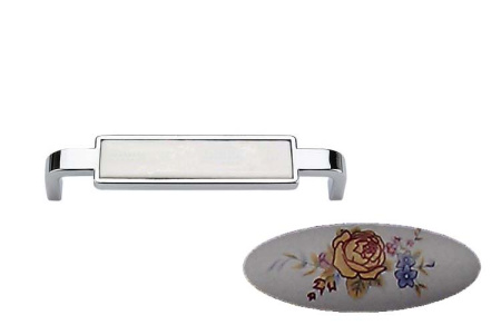 Ручка-скоба 212-128, хром/желтый цветок