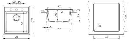 Мойка "Ника" 470*510*217мм графит