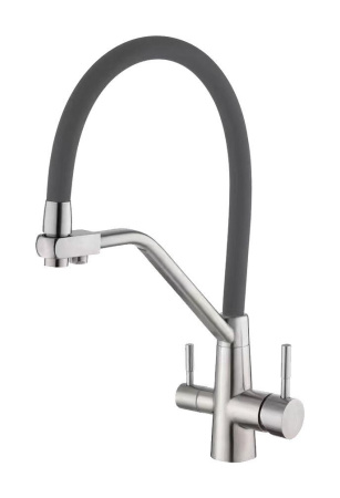 Смеситель для кухни с гибким изливом,сатин