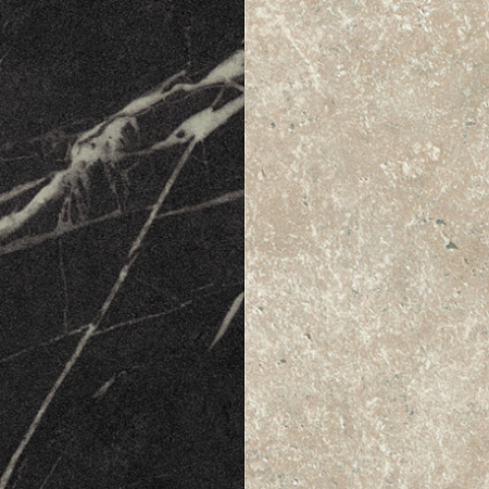 Стеновая панель для кухни 4100*640*8мм Камень Пьетра Гриджиа чёрный/Керамика тессина крем