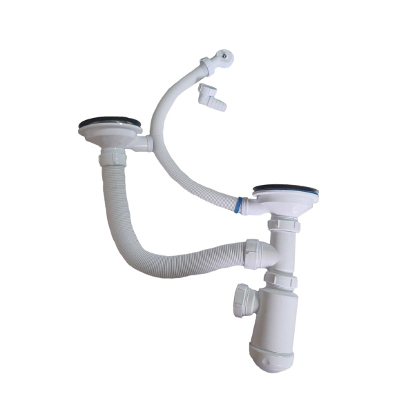 Сифон к мойке двойной разноуровневый с боковым переливом D=110мм