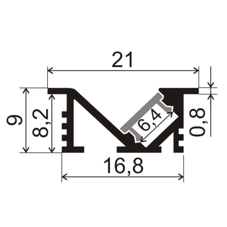 Профиль врезной для светодиодной ленты 5мм 2109 чёрный/Sonnig/L=3m