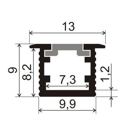Профиль врезной для светодиодной ленты 5мм 1309 чёрный/Sonnig/L=3m
