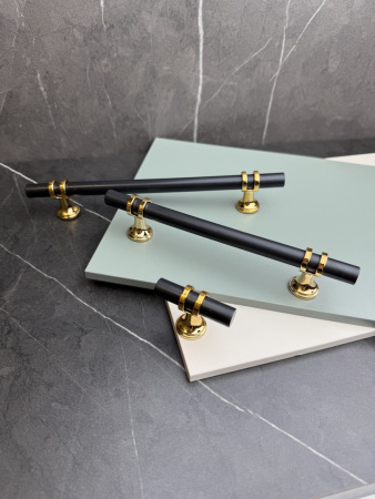 Ручка-скоба 597- 160, пластик, черный/золото