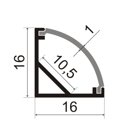 Профиль угловой для светодиодной ленты 1616 чёрный/Sonnig/L=3m