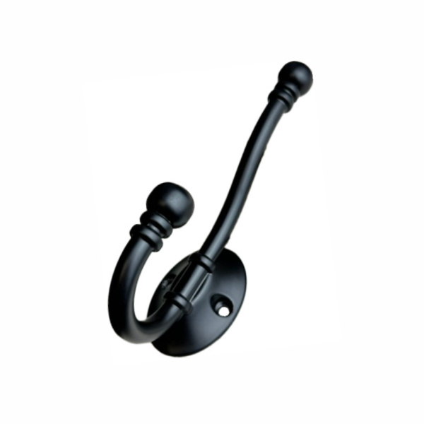 Крючок 027 - 2-х рожковый, черный матовый