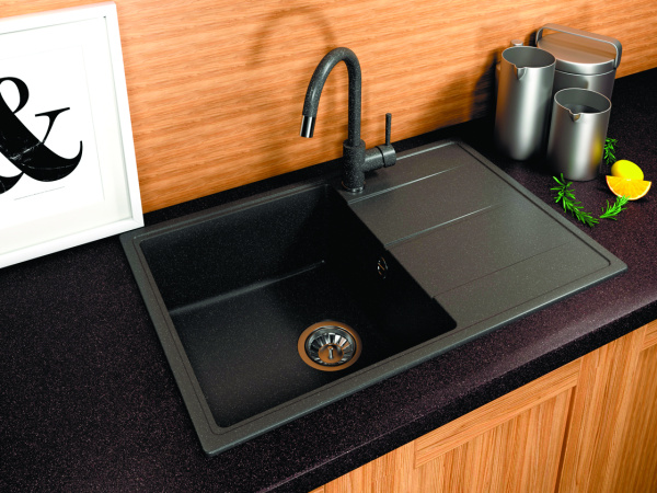 Мойка "Оливия" 740*480*180мм базальт, б/сифона