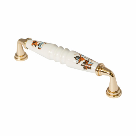 Ручка-скоба 341-096, старое золото/синий лист RIFF