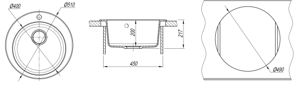 Мойка "Гала" 510*510*217мм везувий