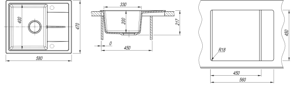 Мойка "Ника" 580*510*217мм базальт