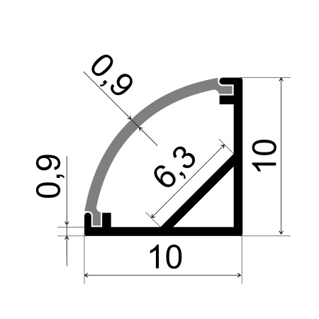 Профиль угловой для светодиодной ленты 5мм 1010 чёрный/Sonnig/L=3m